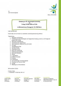 Mehr über den Artikel erfahren Einladung zur Jahreshauptversammlung 2026