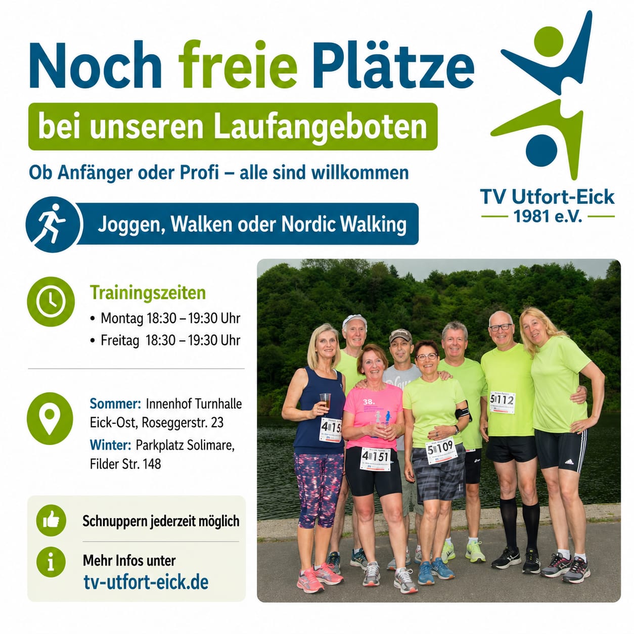 Mehr über den Artikel erfahren Noch freie Plätze bei unseren Laufangeboten!